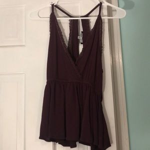 Kendall & Kylie maroon tank top with lace